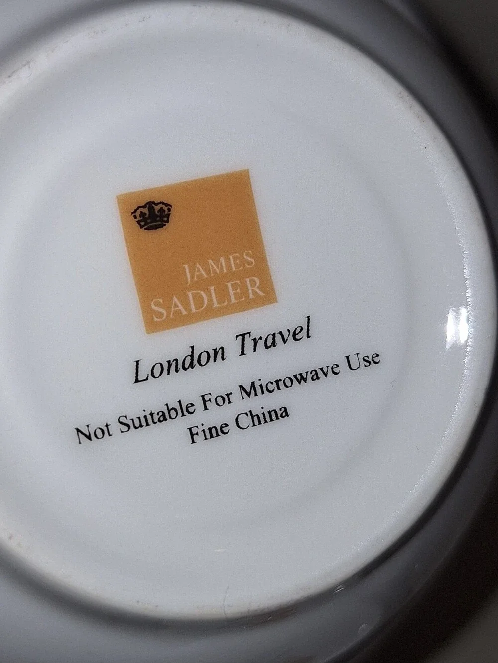 London Travel Teapot W/Cup~Fine China ~James Sadler~Tour Of England~Gold Trim